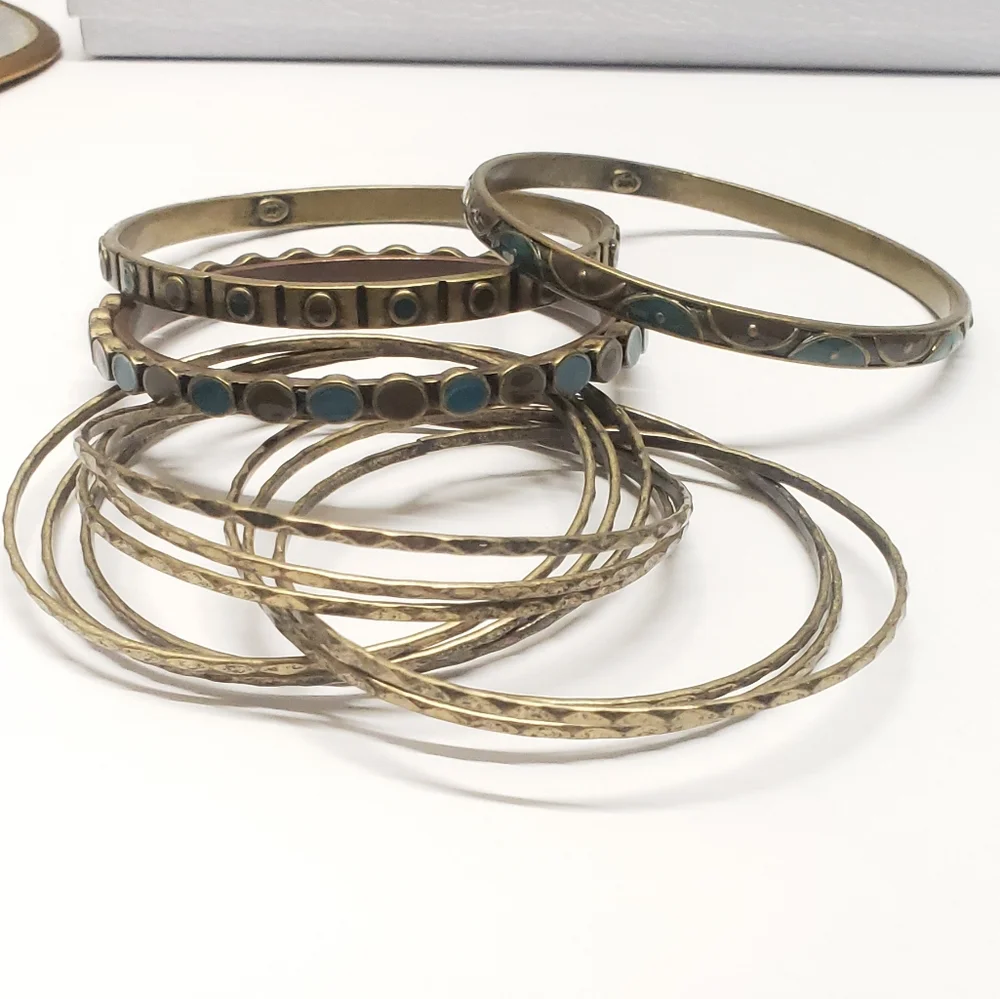 Purple & Blue Enamel Bronze Bangle Bracelet Set of 4 Premier Designs
